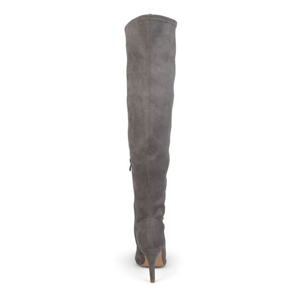JOURNEE COLLECTION Womens Gray Trill Round Toe Stiletto Leather Boots 11 M WC